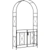 Arche de jardin avec portillon treillis style fer forgé métal époxy noir