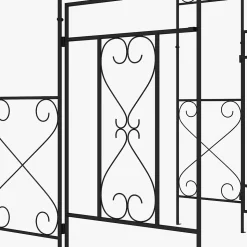 Arche de jardin avec portillon treillis style fer forgé métal époxy noir