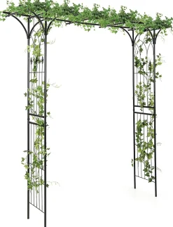 Arche de Jardin en Fer Forgé,pour Diverses Plantes Grimpantes, pour Cérémonie, Mariage, Jardin, 205 x 52 x 205 cm(Noir)