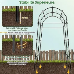Arche de Jardin en Métal pour Différentes Plantes Grimpantes et Vignes Arche Treillis Revêtu PE pour Jardin