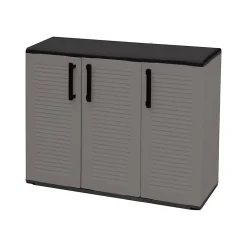 Armoire d'extérieur Darmellin, Armoire de balcon polyvalente, 102x37h84 cm, Gris et Noir, Finition rayée