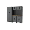 Armoire modulaire Meubles d'atelier Garage L1.95m HT 2.00m 8 Eléments Modulables Gris Anthracite Pré-montés VITO