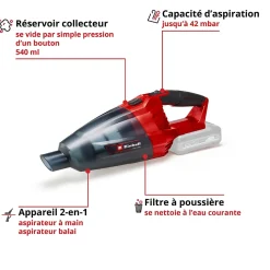 Aspirateur à main sans fil Einhell TE-VC 18 Li-Solo 18V (sans batterie)
