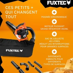 Aspirateur de feuilles mortes thermique - FUXTEC FX-LBS126 - 26cm3 4en1 2 temps souffleur broyeur