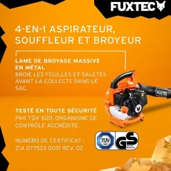 Aspirateur de feuilles mortes thermique - FUXTEC FX-LBS126 - 26cm3 4en1 2 temps souffleur broyeur