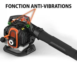 Aspirateur de feuilles mortes thermique - FUXTEC FX-LBS126P - 25,4cm3 3en1 2 temps souffleur broyeur
