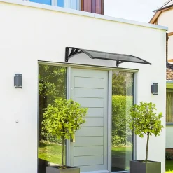 Auvent de porte marquise 120x80 cm en Polycarbonate anti UV Anthracite VOUNOT