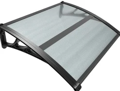 Auvent de porte marquise 100x80 cm en Polycarbonate anti UV Anthracite VOUNOT