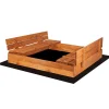 Bac à sable avec bancs 150 x 150 cm Bac à sable en bois imprégné pour enfants