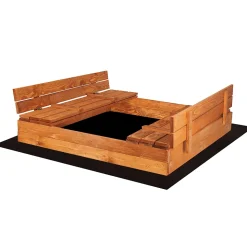 Bac à sable avec bancs 150 x 150 cm Bac à sable en bois imprégné pour enfants