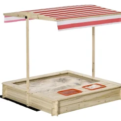 Bac à sable bois carré dim. 1,18 x 1,18 x 1,18 m - hauteur, inclinaison toit réglables, refermable - 2 bacs - sapin autoclave