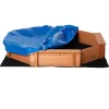 Bac à sable bois octogonal dim. 139,5 x 139,5 x 21,5 cm - 4 bancs - bâche de couverture, non tissé de sol inclus - bois sapin