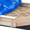 Bac à Sable Bois octogonal dim. 139,5L x 139,5l x 21,5H cm - 4 bancs - bâche de Couverture