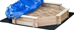 Bac à Sable Bois octogonal dim. 139,5L x 139,5l x 21,5H cm - 4 bancs - bâche de Couverture