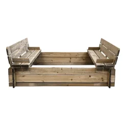 Bac à sable en bois avec bancs