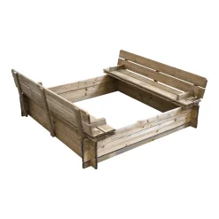 Bac à sable en bois avec bancs