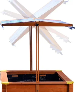 Bac à Sable en Bois avec Toit Ajustable et Protégé UV 117 x 117 x 117 cm
