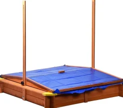 Bac à Sable en Bois avec Toit Ajustable et Protégé UV 117 x 117 x 117 cm