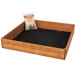 Bac à sable Loeva 120 x 120 cm avec bâche et tapis - à peindre