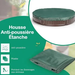 Bac à Sable pour Enfant Bac à Sable avec 3 Sièges Détachables Rond avec Couvercle en Tissu Oxford Extérieur Rond