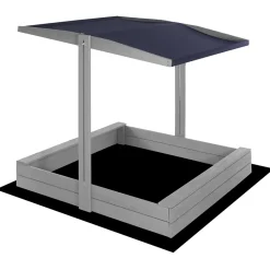 Bac à sable premium avec bancs et toit réglable 120x120 cm