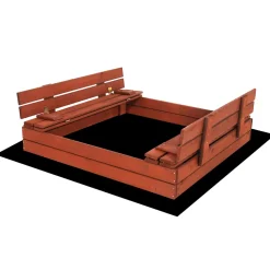 Bac à sable premium avec bancs 120x120 cm en bois massif