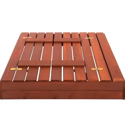 Bac à sable premium pour enfants marron 100 x 100 cm avec bancs, bâche et toile anti-mauvaises herbes