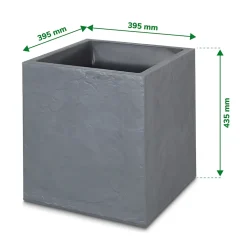 Bac carré plastique Durdica gris anthracite 39,5 x 39,5 x h. 43,5 cm