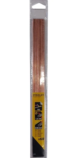 Baguette d'apport en acier ø1.6 mm x 330 mm TIG Stanley, 60 pièces