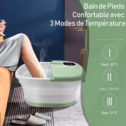 Bain de Pieds avec 16 Rouleaux de Massage,avec Chauffage, Temperature Reglable,Telecommande, Minuterie 20 a 60 Min,(Vert clair)