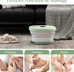 Bain de Pieds avec 16 Rouleaux de Massage,avec Chauffage, Temperature Reglable,Telecommande, Minuterie 20 a 60 Min,(Vert clair)