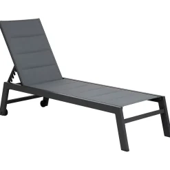 Bain de soleil BARBADOS en textilène gris - aluminium gris anthracite - HAPPY GARDEN