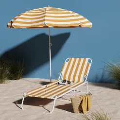 Bain de soleil Curacao rayures jaunes confortable et coloré