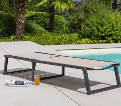 Bain de soleil en aluminium pliable lin NARA - Ozalide