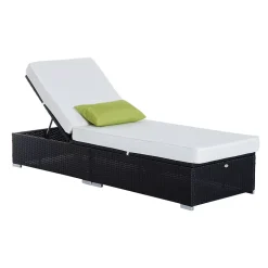 Bain de soleil Homcom L. 195 cm en resine tressee H. 31 cm noir non empilable non pliable