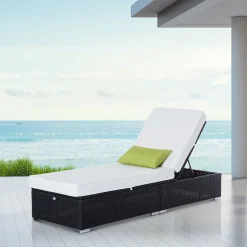 Bain de soleil Homcom L. 195 cm en resine tressee H. 31 cm noir non empilable non pliable