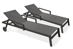 Bain de soleil Ibiza aluminium gris anthracite L.210 cm Paris Garden (lot de 2)