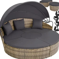 Bain de soleil rond au Design contemporain luxueux marron naturel