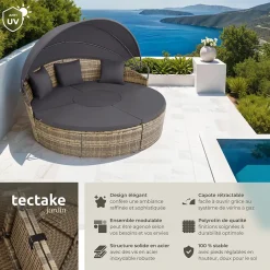Bain de soleil rond au Design contemporain luxueux marron naturel