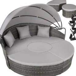 Bain de soleil rond au Design contemporain luxueux gris