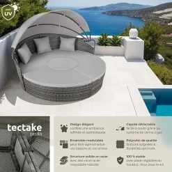 Bain de soleil rond au Design contemporain luxueux gris