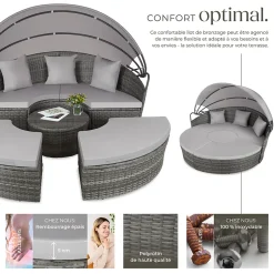 Bain de soleil rond au Design contemporain luxueux gris