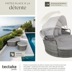 Bain de soleil rond au Design contemporain luxueux gris