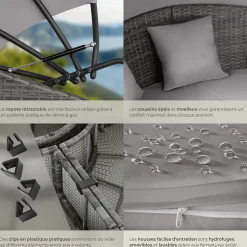 Bain de soleil rond au Design contemporain luxueux gris