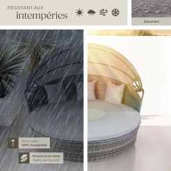 Bain de soleil rond au Design contemporain luxueux gris
