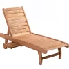 Bain de soleil transat style colonial dossier réglable 3 positions roulettes tablette support bois sapin pré-huilé
