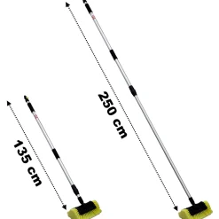 Balai brosse de lavage télescopique avec raccord tuyau - Longueur 2.50 mètres - GT MARKET