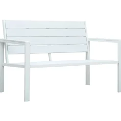 Banc de jardin 120 cm PEHD Blanc Aspect de bois vidaXL