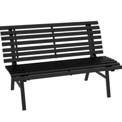 Banc de jardin 2 places assise dossier à lattes alu noir