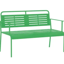 Banc de jardin 2 places design rétro acier assise dossier ajourés dim. 121 x 64 x 84 cm vert